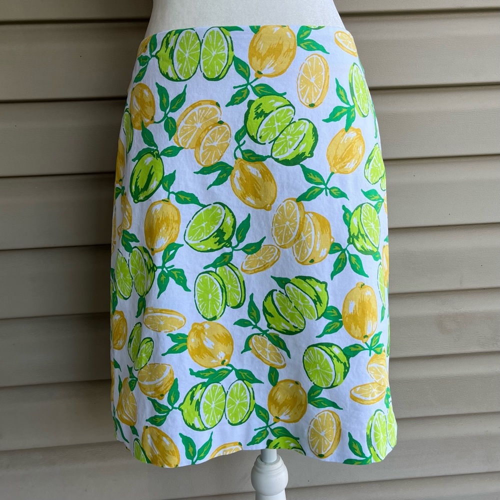 •Talbots• Classic Cotton Lemon and Lime A-Line Skirt - Size 10